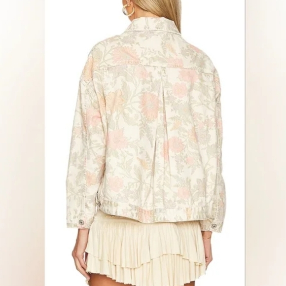 We The Free Opal Swing Printed Denim Jacket in Ivory Combo Floral - Picture 3 of 10